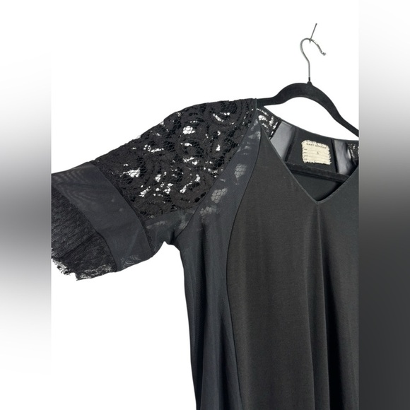 Gary Graham Designer Quiet Luxury Short Sleeve Lace Jersey Mesh Blouse Small - Picture 5 of 14